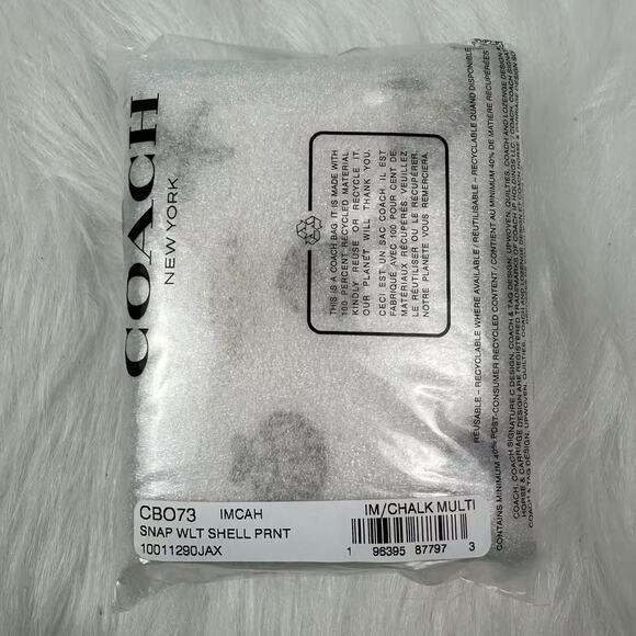 Coach Snap Wallet With Shell Print In Canvas/Gold/Chalk CBO73 NWT - Picture 7 of 7